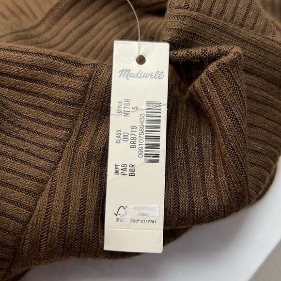 Madewell NU772 Black and white stripe Ribbed Lace-Up Short-Sleeve Tee NWT xs - Picture 2 of 7